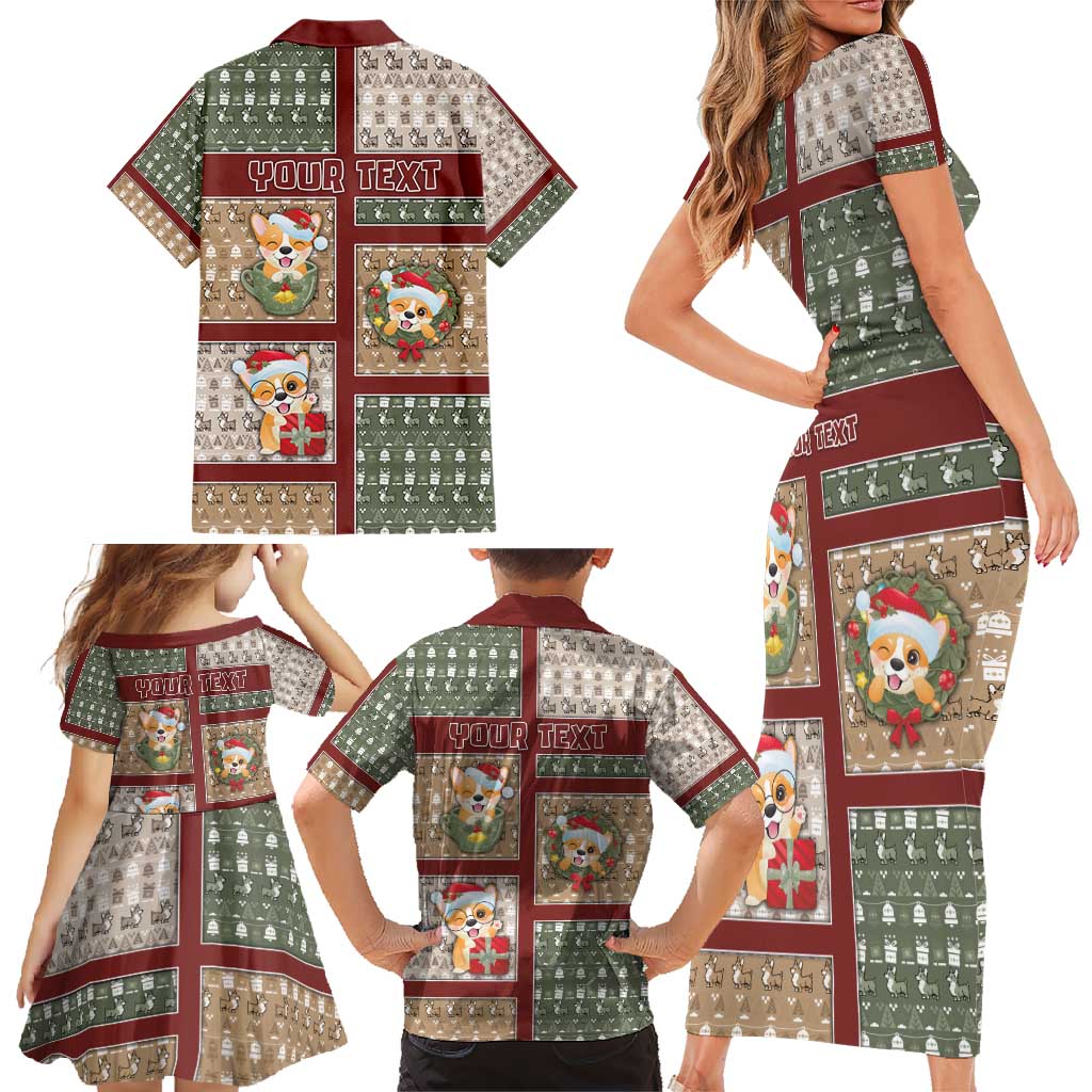Personalized Corgi Christmas Family Matching Short Sleeve Bodycon Dress and Hawaiian Shirt Merry Corgmas - Wonder Print Shop