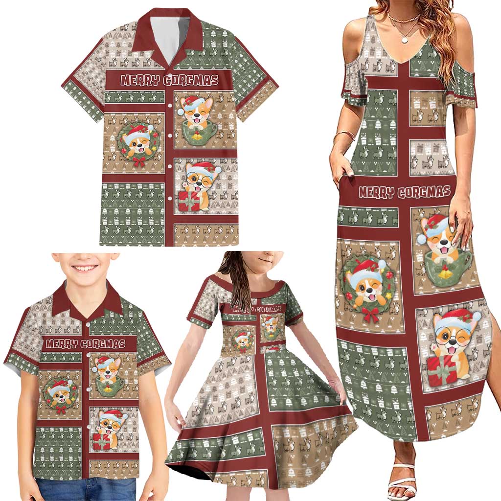 Personalized Corgi Christmas Family Matching Summer Maxi Dress and Hawaiian Shirt Merry Corgmas - Wonder Print Shop