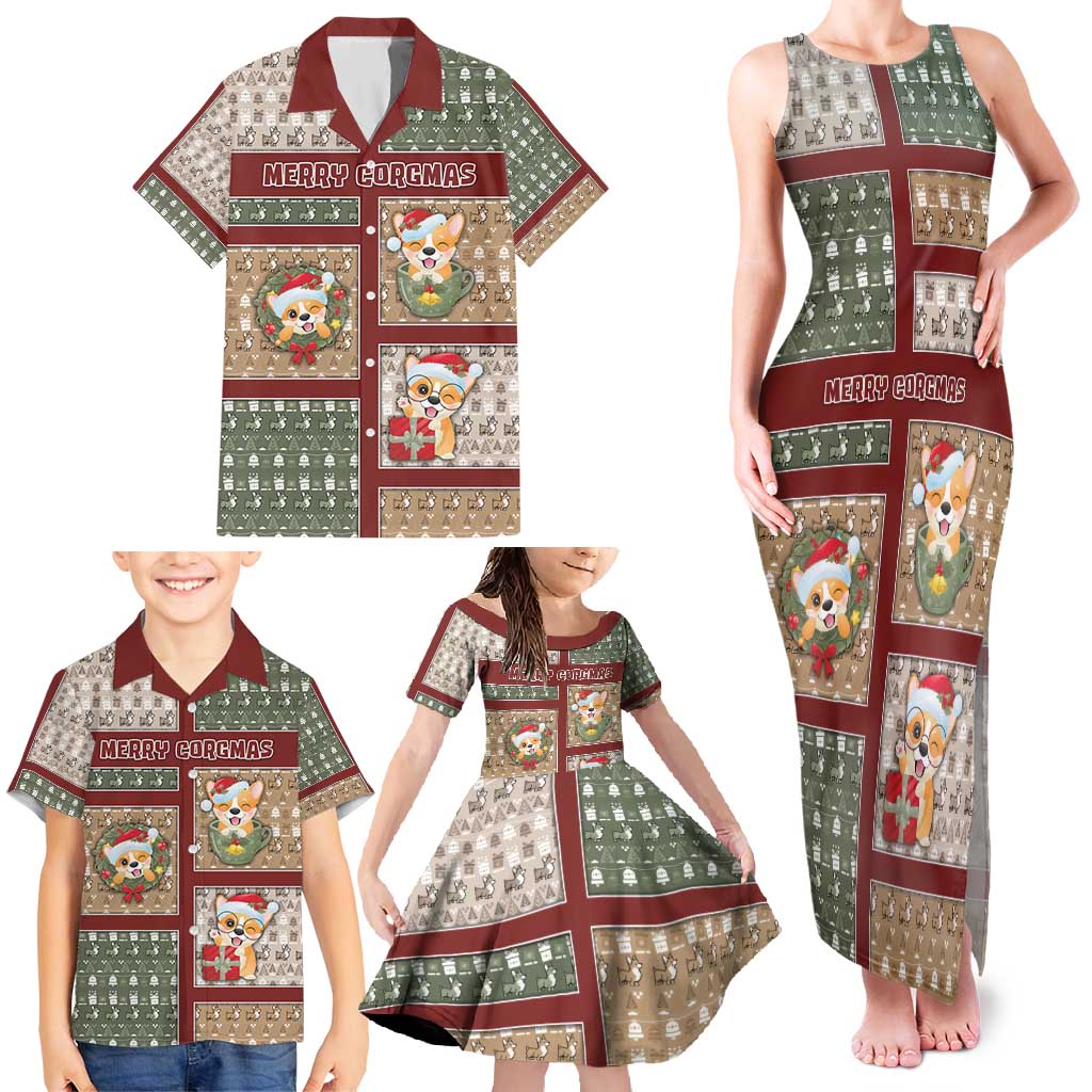 Personalized Corgi Christmas Family Matching Tank Maxi Dress and Hawaiian Shirt Merry Corgmas - Wonder Print Shop