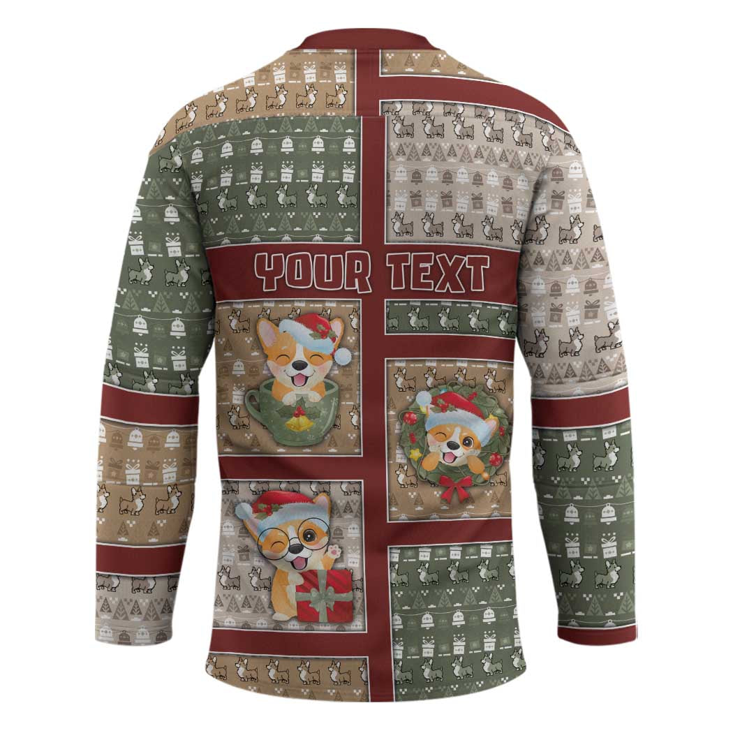 Personalized Corgi Christmas Hockey Jersey Merry Corgmas - Wonder Print Shop