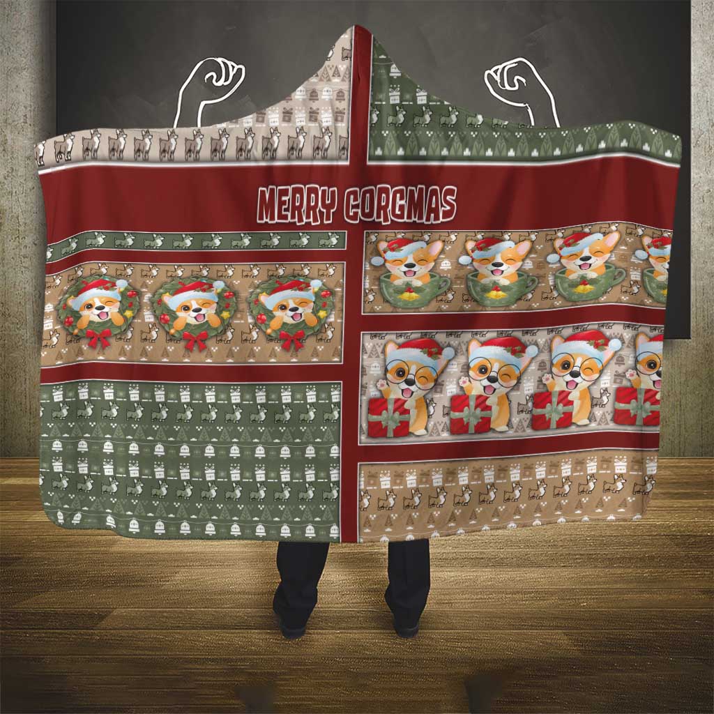 Corgi Christmas Hooded Blanket Merry Corgmas - Wonder Print Shop