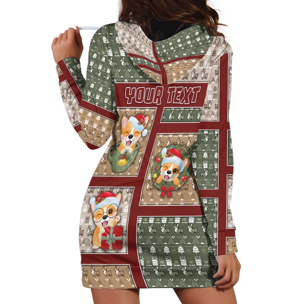 Personalized Corgi Christmas Hoodie Dress Merry Corgmas - Wonder Print Shop