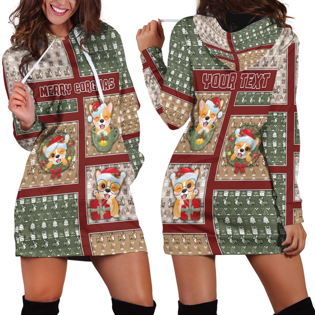 Personalized Corgi Christmas Hoodie Dress Merry Corgmas - Wonder Print Shop