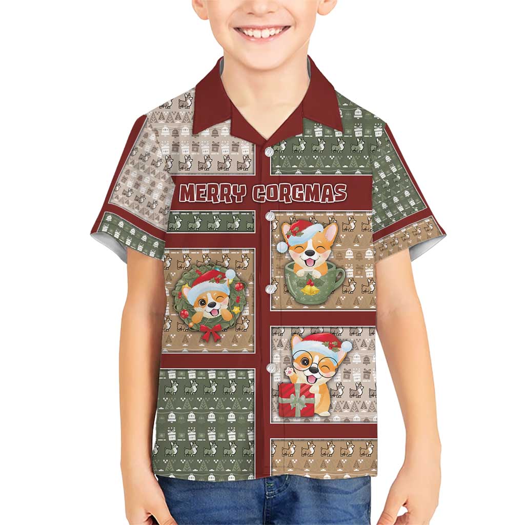 Personalized Corgi Christmas Kid Hawaiian Shirt Merry Corgmas - Wonder Print Shop
