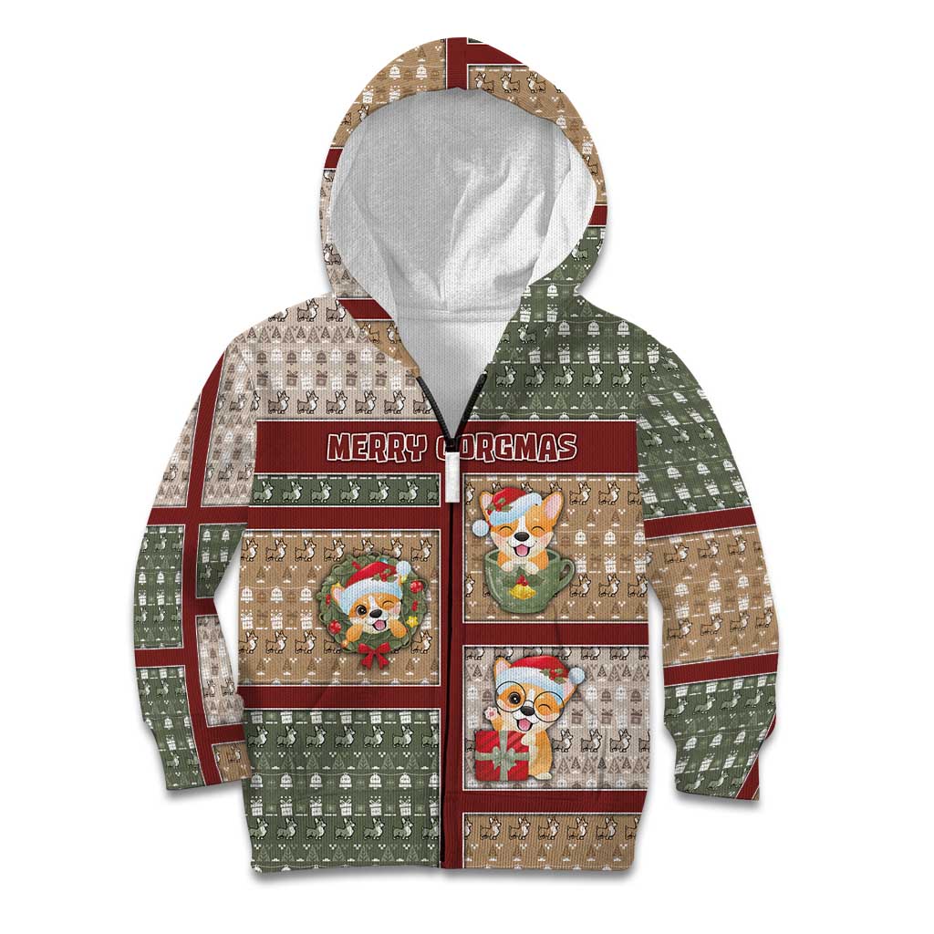 Personalized Corgi Christmas Kid Hoodie Merry Corgmas - Wonder Print Shop