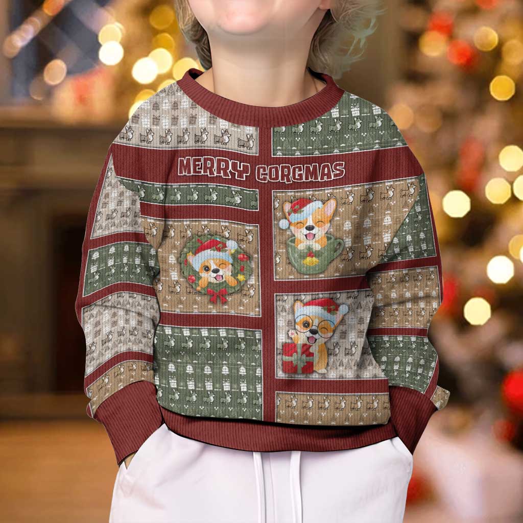 Personalized Corgi Christmas Kid Ugly Christmas Sweater Merry Corgmas - Wonder Print Shop