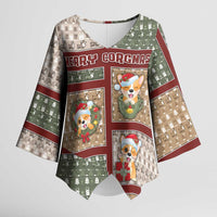 Personalized Corgi Christmas Kimono Sleeve Blouse Merry Corgmas - Wonder Print Shop