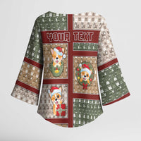 Personalized Corgi Christmas Kimono Sleeve Blouse Merry Corgmas - Wonder Print Shop
