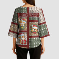 Personalized Corgi Christmas Kimono Sleeve Blouse Merry Corgmas - Wonder Print Shop