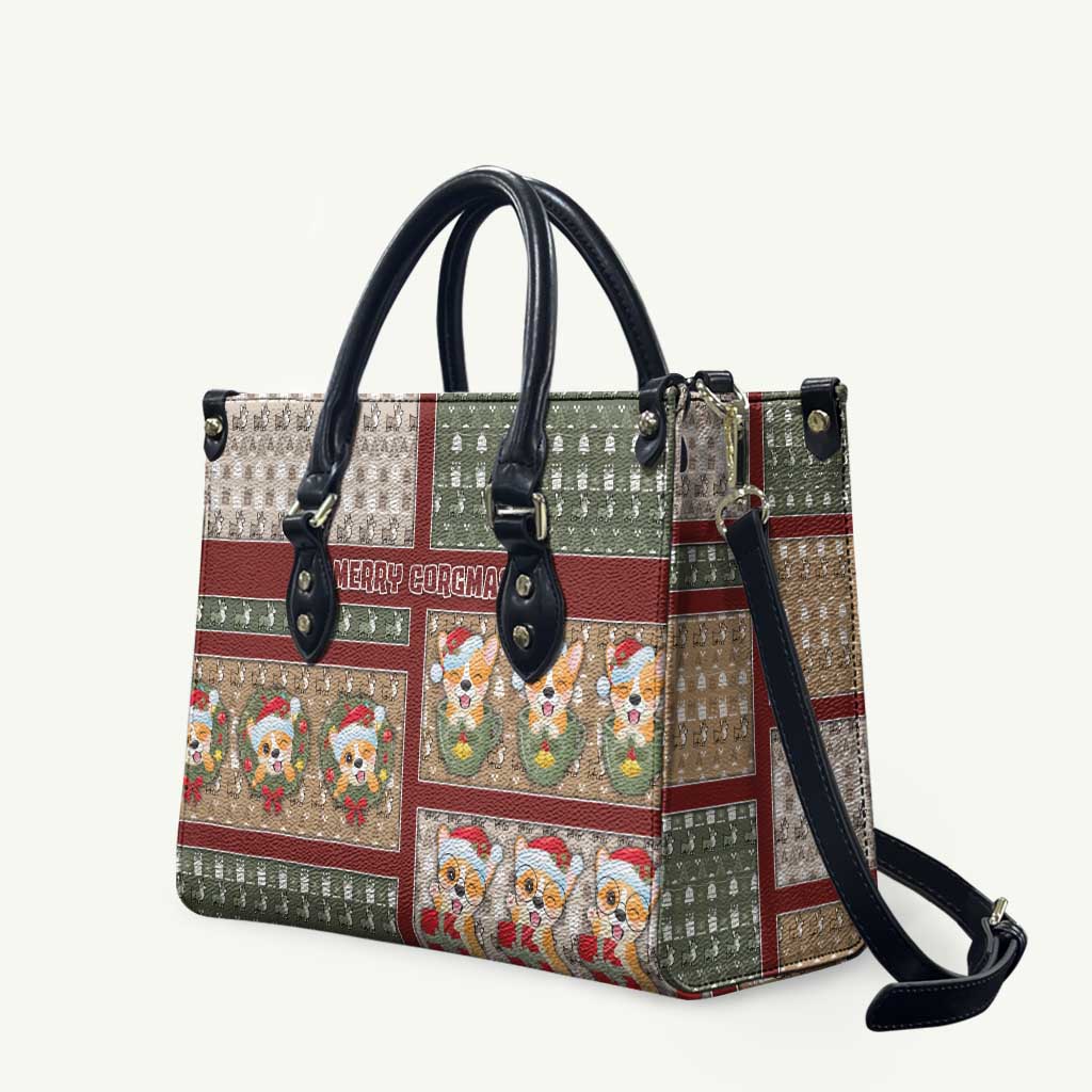Corgi Christmas Leather Bag Merry Corgmas - Wonder Print Shop