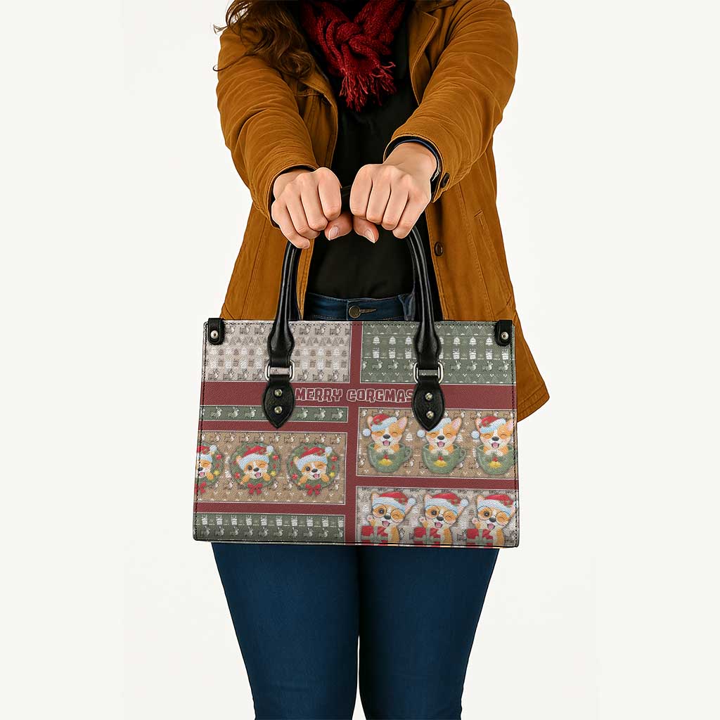 Corgi Christmas Leather Bag Merry Corgmas - Wonder Print Shop