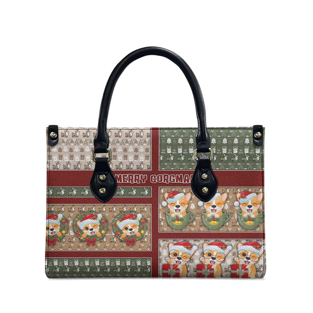 Corgi Christmas Leather Bag Merry Corgmas - Wonder Print Shop