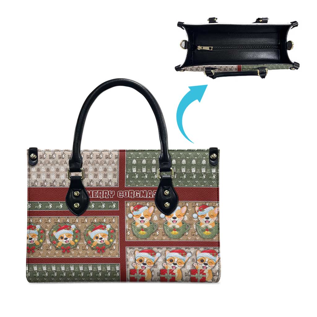 Corgi Christmas Leather Bag Merry Corgmas - Wonder Print Shop