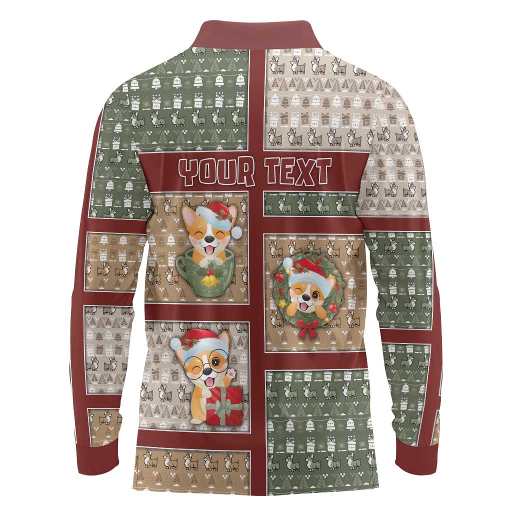Personalized Corgi Christmas Long Sleeve Polo Shirt Merry Corgmas - Wonder Print Shop