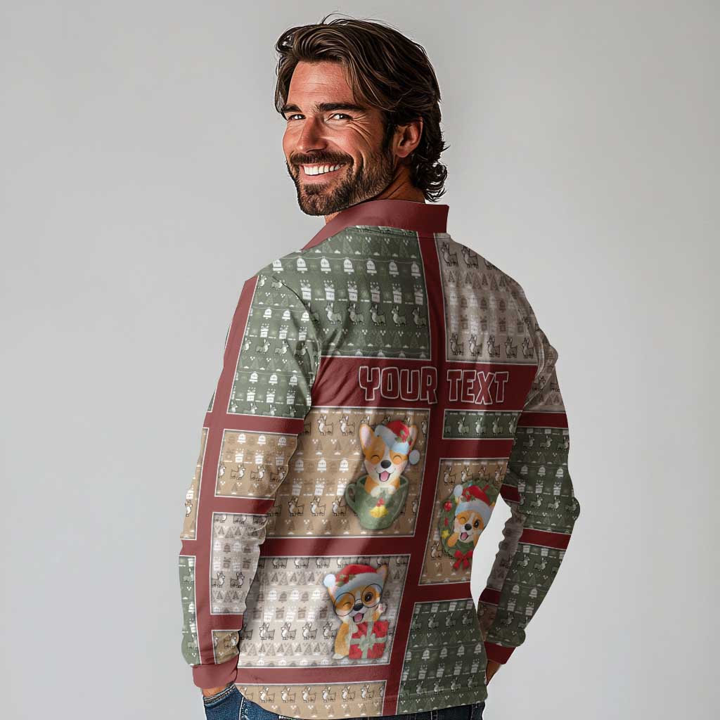 Personalized Corgi Christmas Long Sleeve Polo Shirt Merry Corgmas - Wonder Print Shop