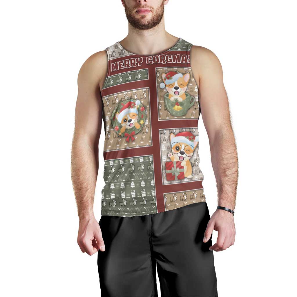 Personalized Corgi Christmas Men Tank Top Merry Corgmas - Wonder Print Shop