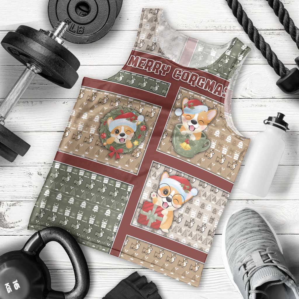 Personalized Corgi Christmas Men Tank Top Merry Corgmas - Wonder Print Shop