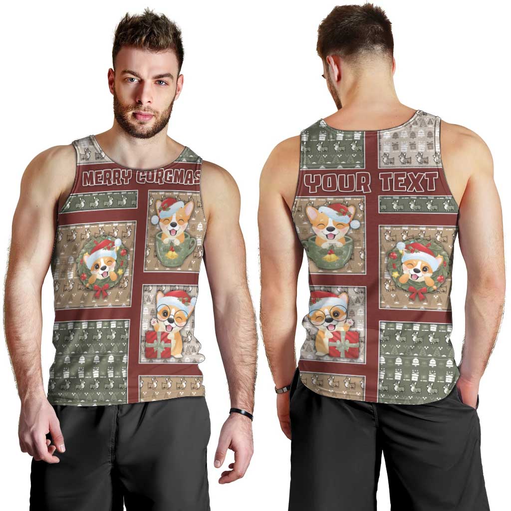 Personalized Corgi Christmas Men Tank Top Merry Corgmas - Wonder Print Shop