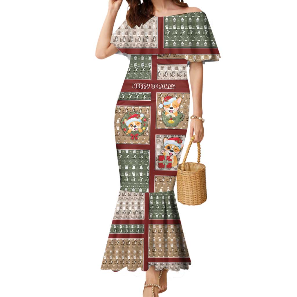 Personalized Corgi Christmas Mermaid Dress Merry Corgmas - Wonder Print Shop