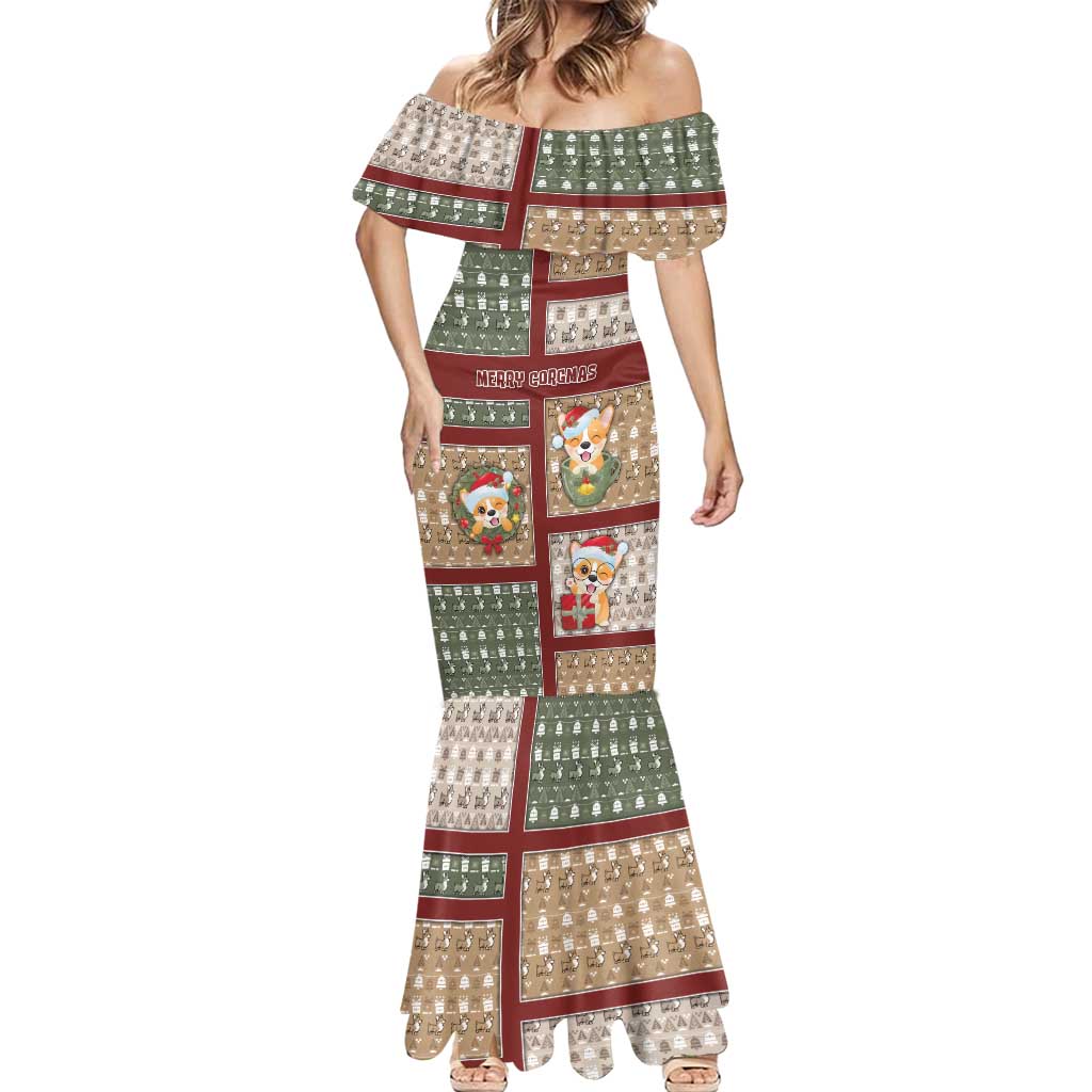 Personalized Corgi Christmas Mermaid Dress Merry Corgmas - Wonder Print Shop