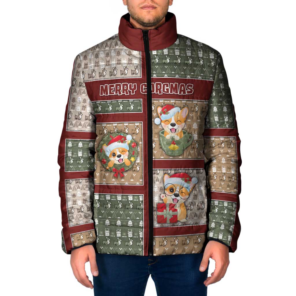 Personalized Corgi Christmas Padded Jacket Merry Corgmas - Wonder Print Shop