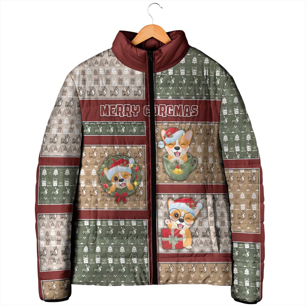 Personalized Corgi Christmas Padded Jacket Merry Corgmas - Wonder Print Shop
