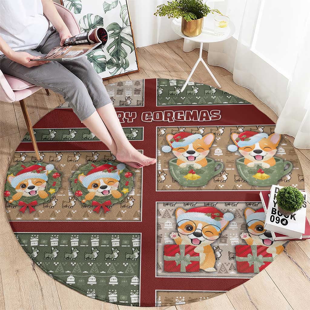 Corgi Christmas Round Carpet Merry Corgmas - Wonder Print Shop