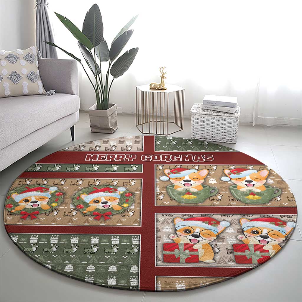 Corgi Christmas Round Carpet Merry Corgmas - Wonder Print Shop