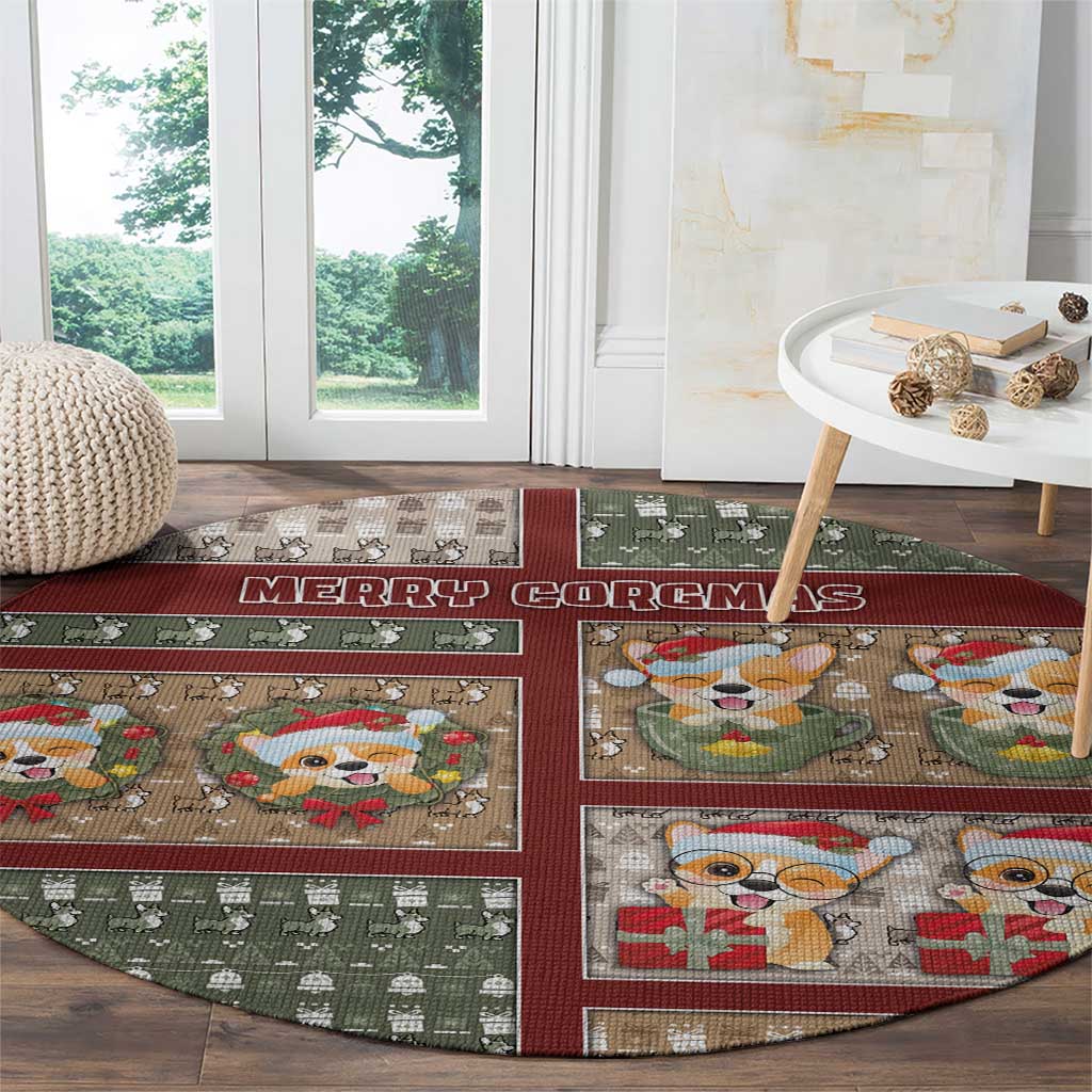 Corgi Christmas Round Carpet Merry Corgmas - Wonder Print Shop