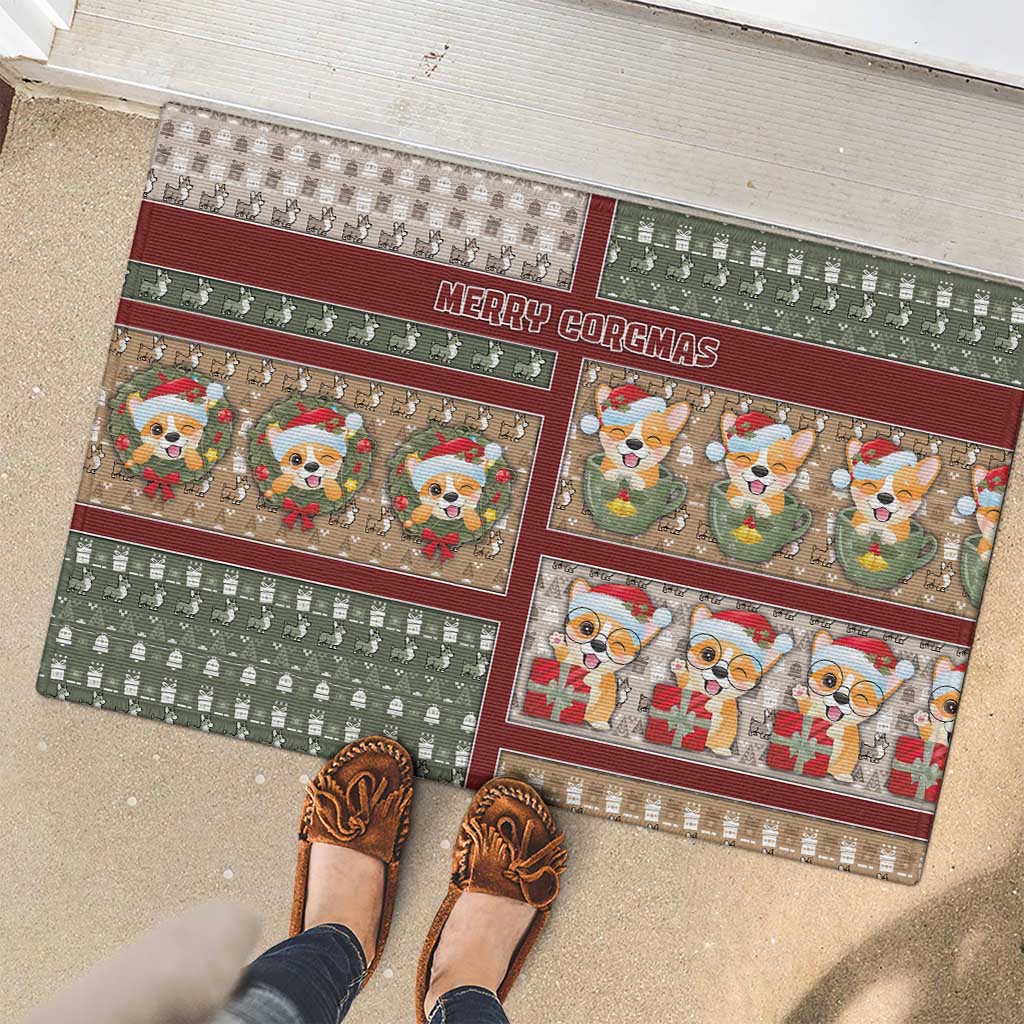 Corgi Christmas Rubber Doormat Merry Corgmas - Wonder Print Shop