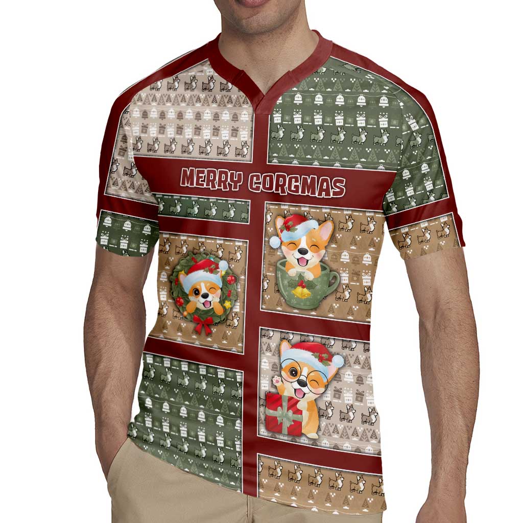 Personalized Corgi Christmas Rugby Jersey Merry Corgmas - Wonder Print Shop