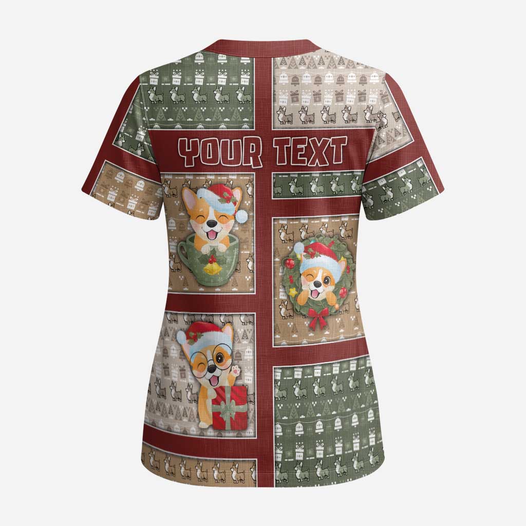 Personalized Corgi Christmas Scrub Top Merry Corgmas - Wonder Print Shop