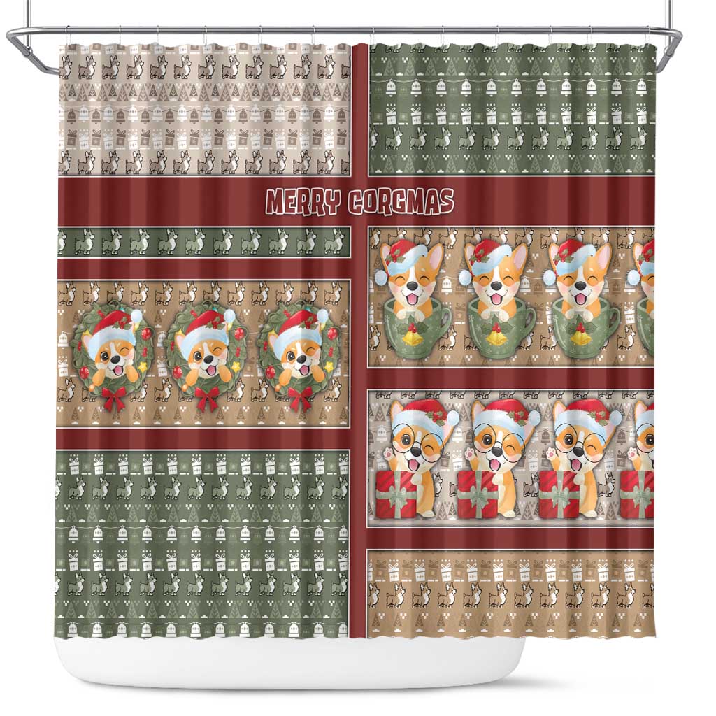 Corgi Christmas Shower Curtain Merry Corgmas - Wonder Print Shop