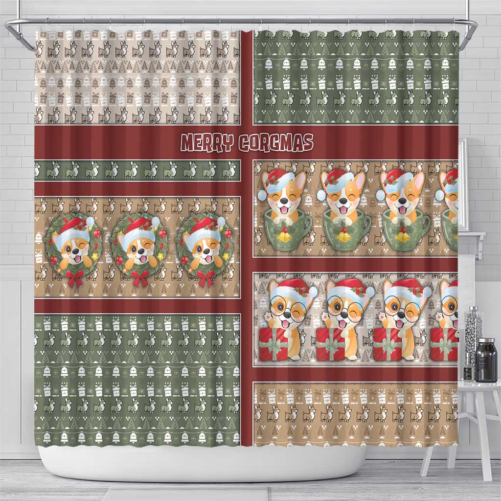 Corgi Christmas Shower Curtain Merry Corgmas - Wonder Print Shop