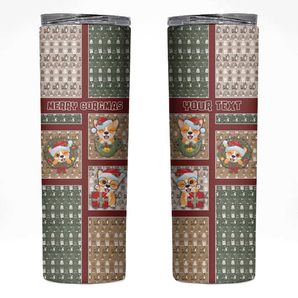 Personalized Corgi Christmas Skinny Tumbler Merry Corgmas - Wonder Print Shop