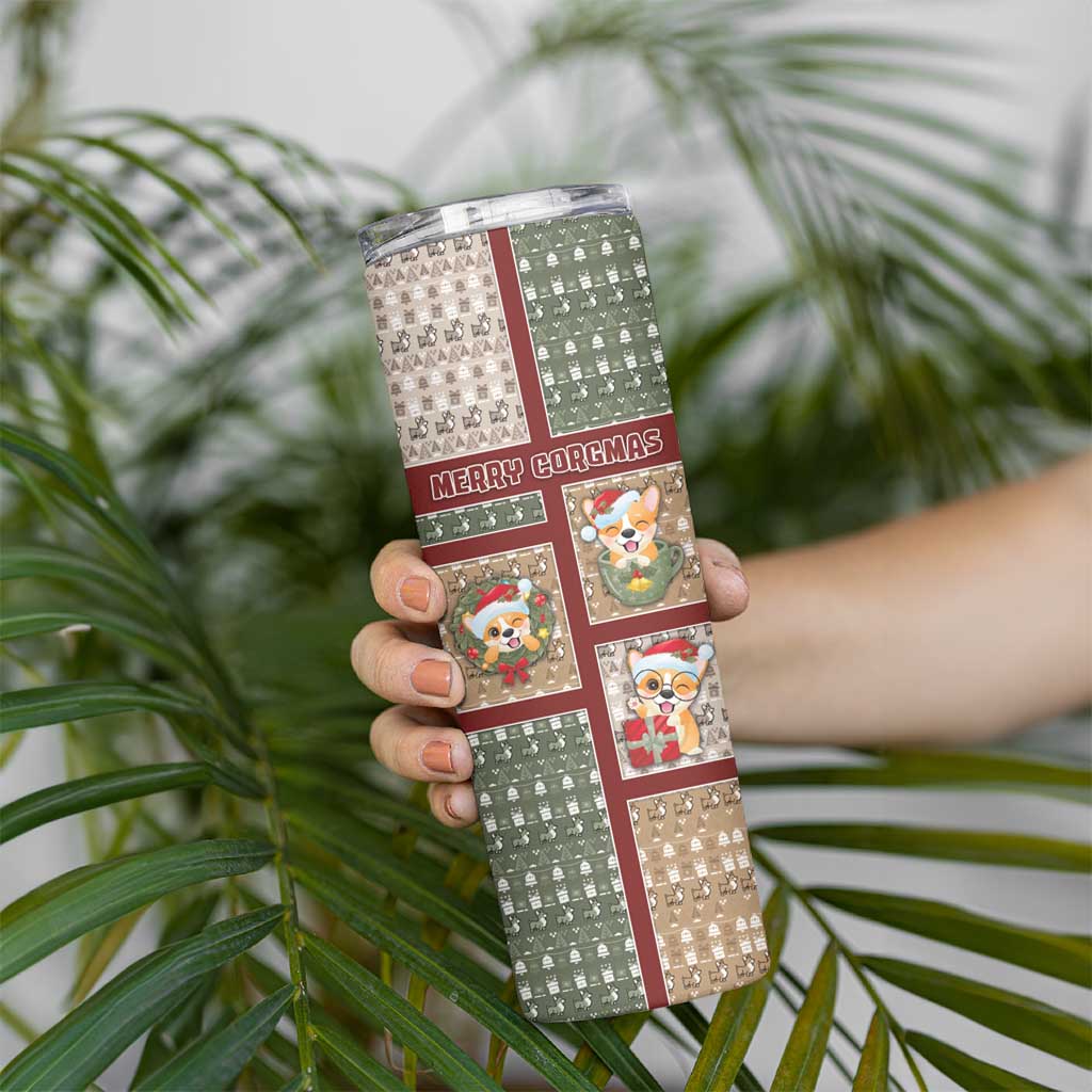 Personalized Corgi Christmas Skinny Tumbler Merry Corgmas - Wonder Print Shop