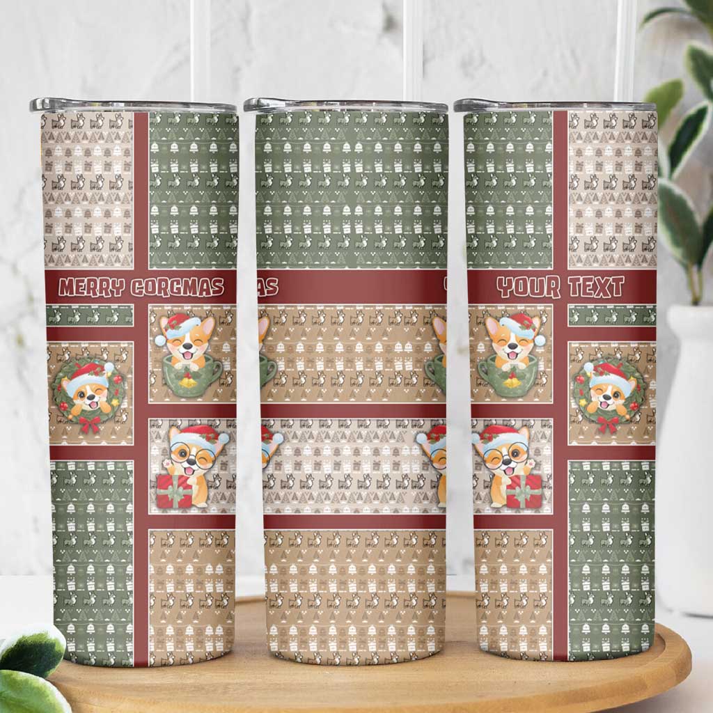 Personalized Corgi Christmas Skinny Tumbler Merry Corgmas - Wonder Print Shop