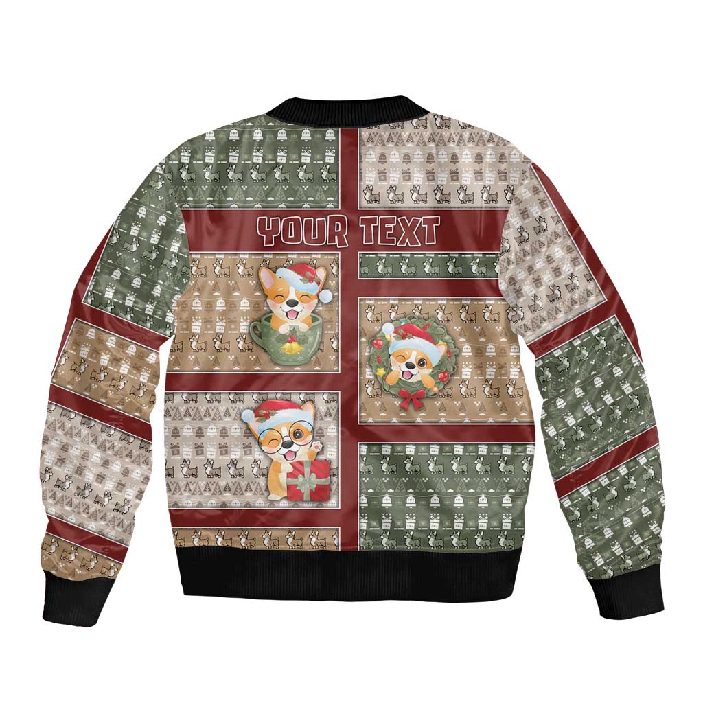 Personalized Corgi Christmas Sleeve Zip Bomber Jacket Merry Corgmas - Wonder Print Shop