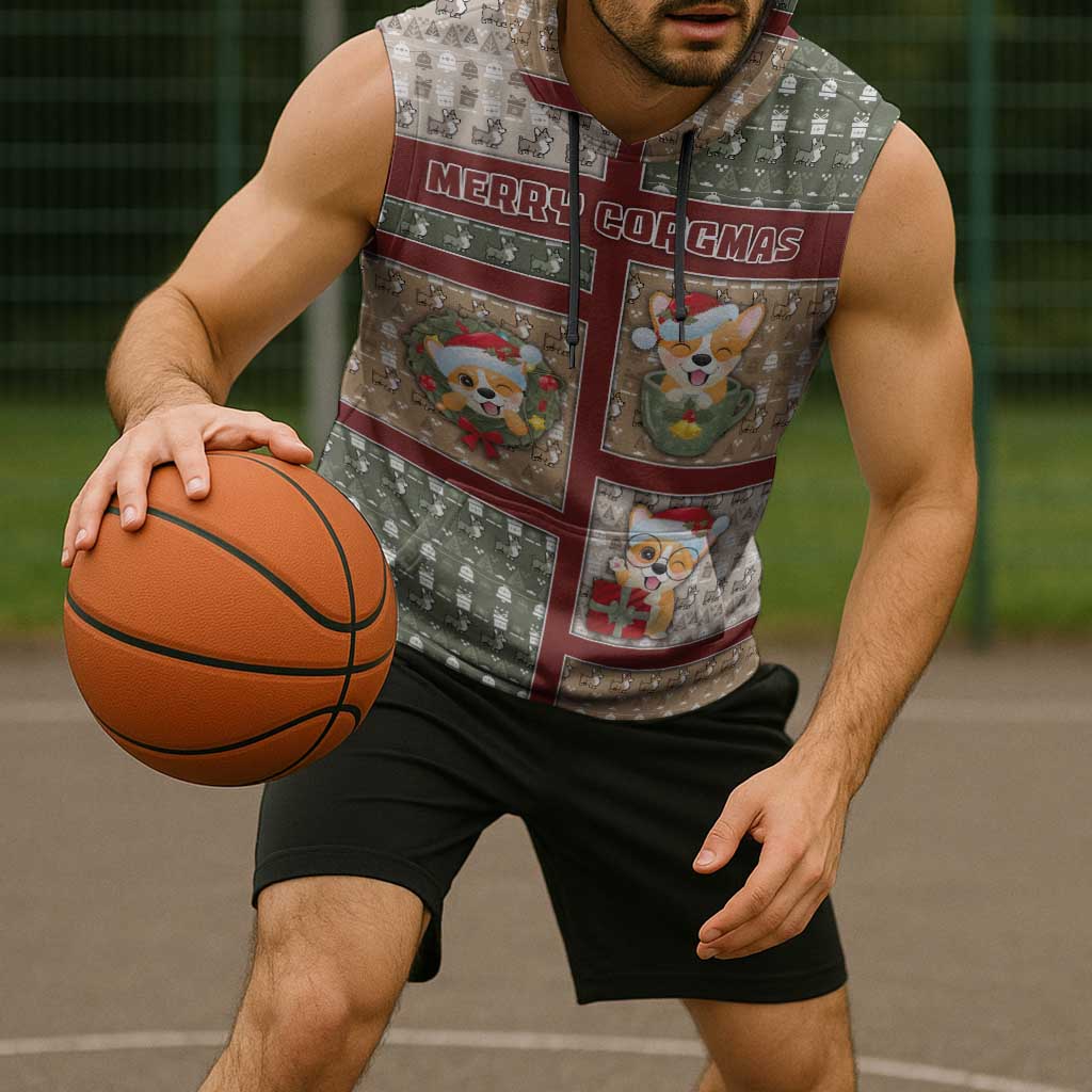 Personalized Corgi Christmas Sleeveless Hoodie Merry Corgmas - Wonder Print Shop