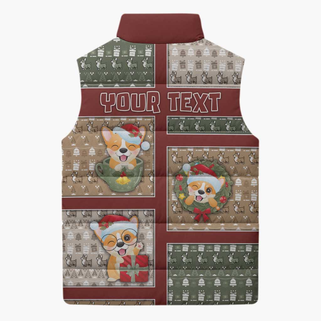 Personalized Corgi Christmas Sleeveless Puffer Jacket Merry Corgmas - Wonder Print Shop