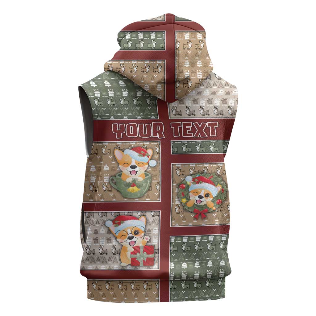 Personalized Corgi Christmas Sleeveless Zip Hoodie Merry Corgmas - Wonder Print Shop