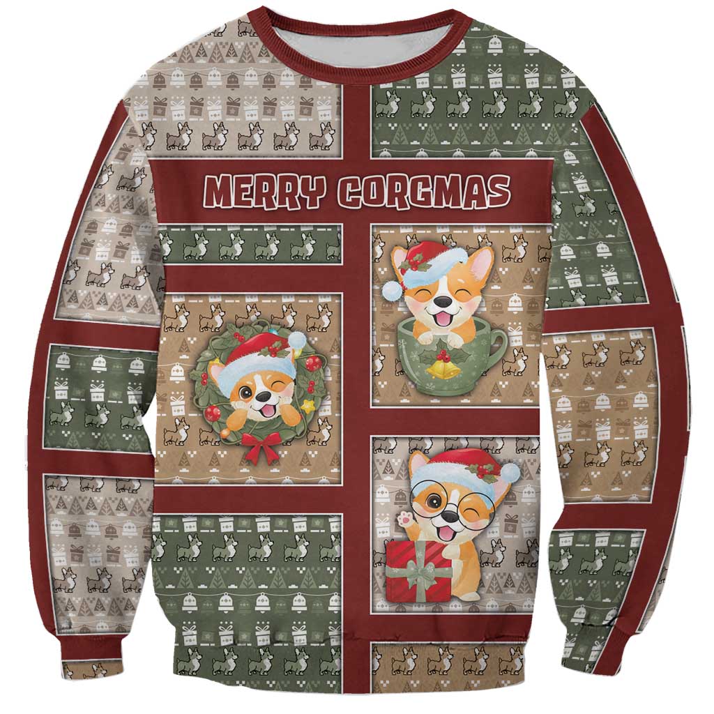 Personalized Corgi Christmas Sweatshirt Merry Corgmas - Wonder Print Shop