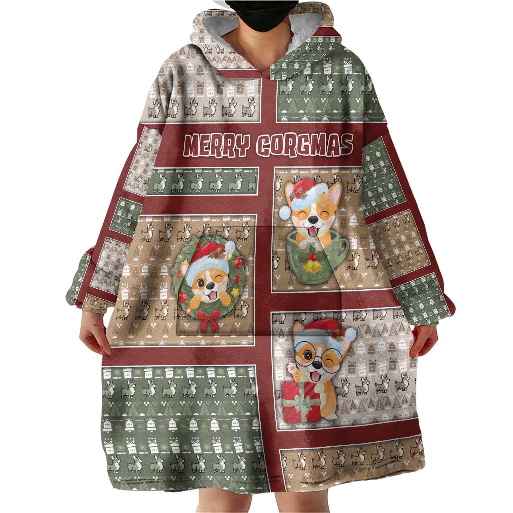 Personalized Corgi Christmas Wearable Blanket Hoodie Merry Corgmas - Wonder Print Shop