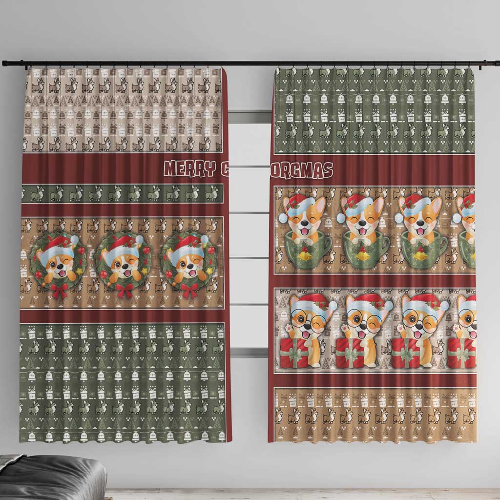 Corgi Christmas Window Curtain Merry Corgmas - Wonder Print Shop