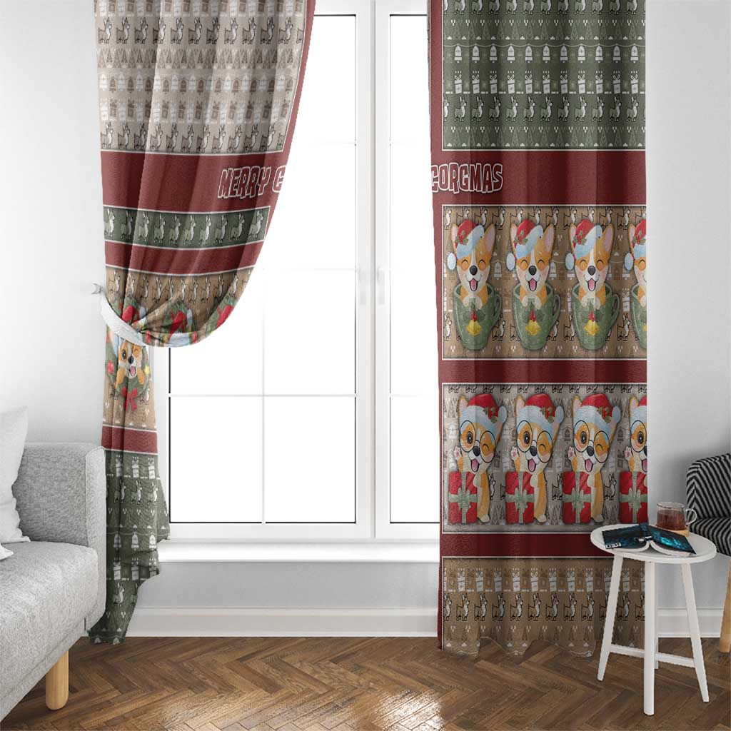 Corgi Christmas Window Curtain Merry Corgmas - Wonder Print Shop