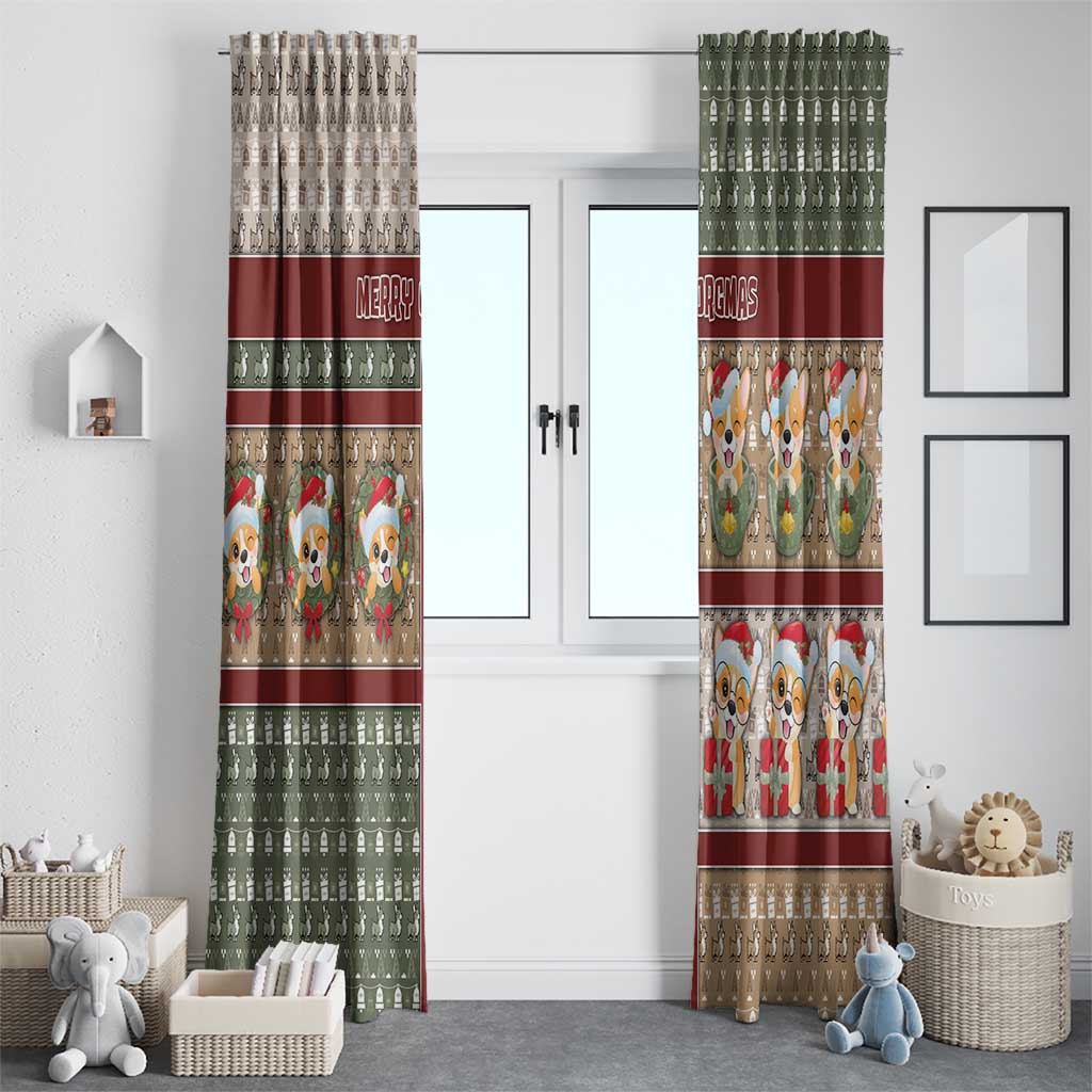 Corgi Christmas Window Curtain Merry Corgmas - Wonder Print Shop