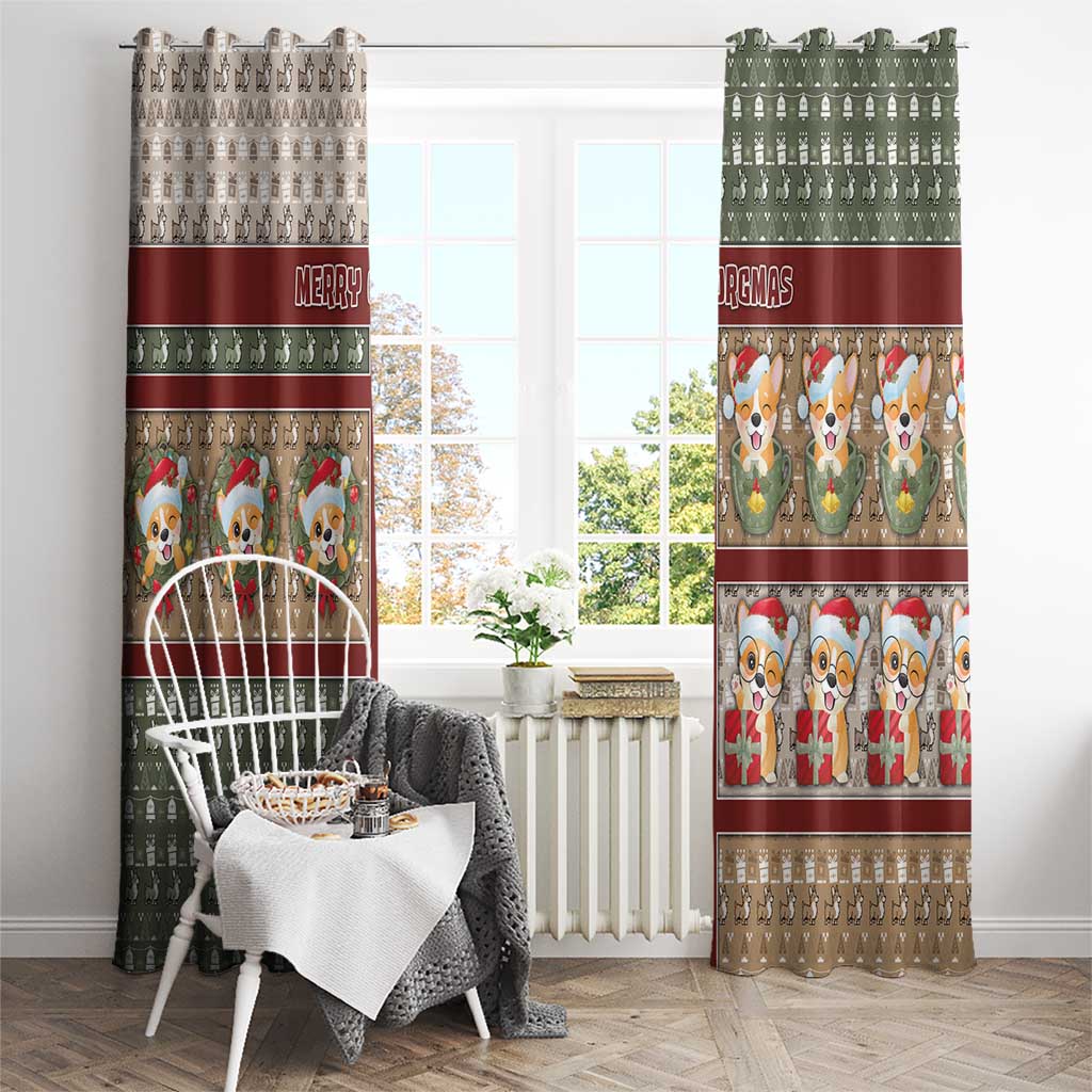 Corgi Christmas Window Curtain Merry Corgmas - Wonder Print Shop