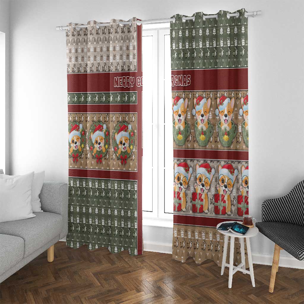 Corgi Christmas Window Curtain Merry Corgmas - Wonder Print Shop