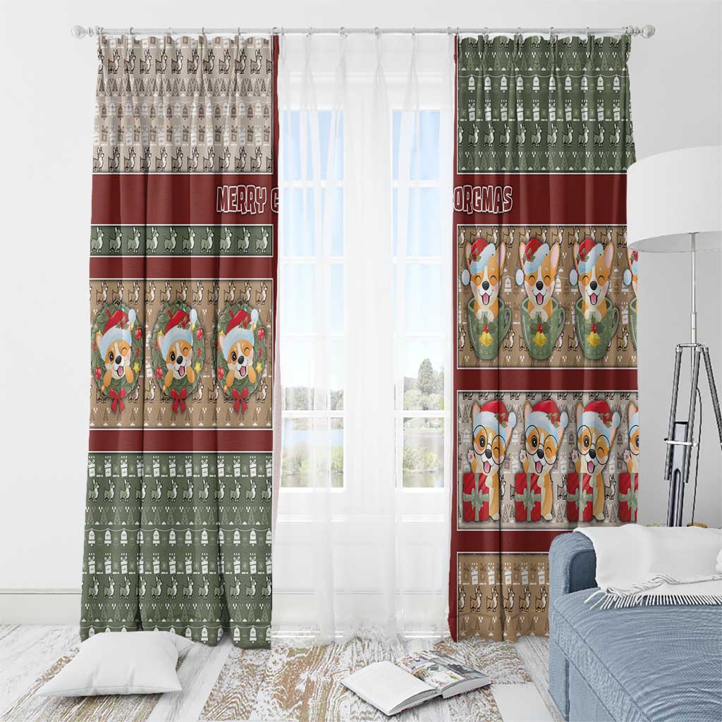 Corgi Christmas Window Curtain Merry Corgmas - Wonder Print Shop