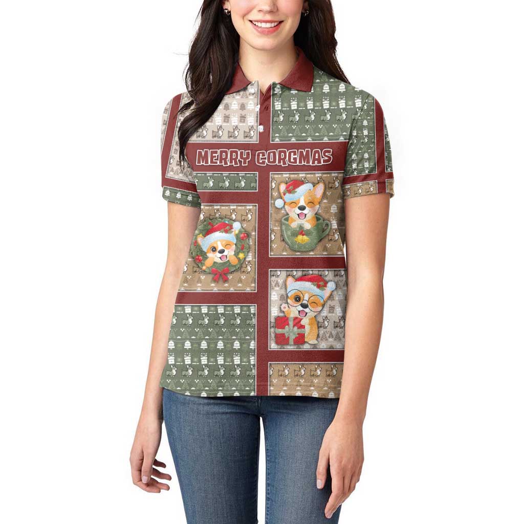 Personalized Corgi Christmas Women Polo Shirt Merry Corgmas - Wonder Print Shop